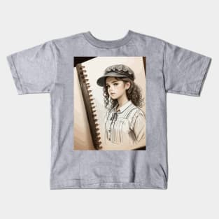 Pencil drawing. Portrait of a young lady Kids T-Shirt